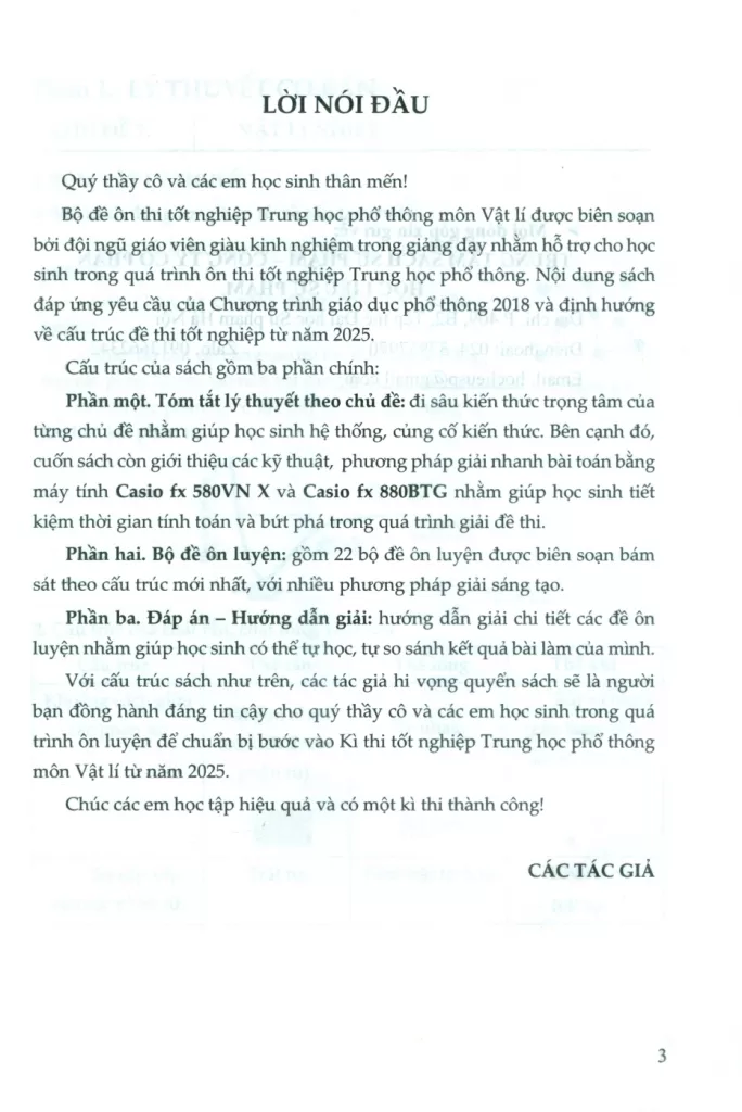 ÔN LUYỆN VÀ GIẢI ĐỀ THI TỐT NGHIỆP THPT VẬT LÍ (Dùng cho chương trình GDPT 2018)